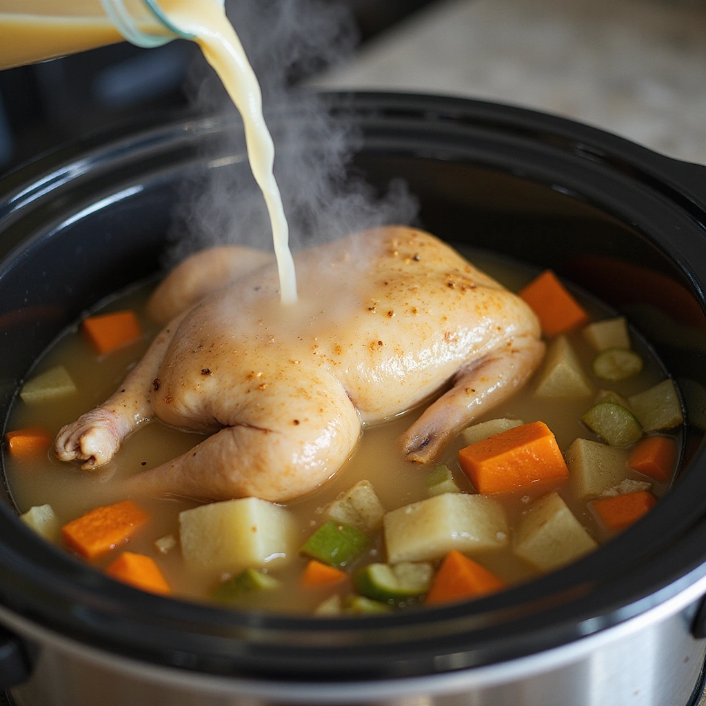 Chicken and Rice Crockpot Recipes Dairy Free Simple and Tasty Step 6 Add the Broth