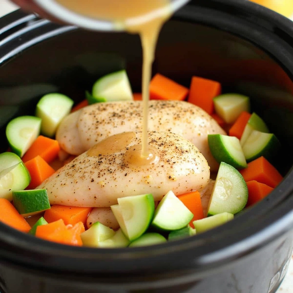 Dairy Free Chicken Slow Cooker Recipes Easy Family Dinners Step 4 Layer Ingredients in the Slow Cooker
