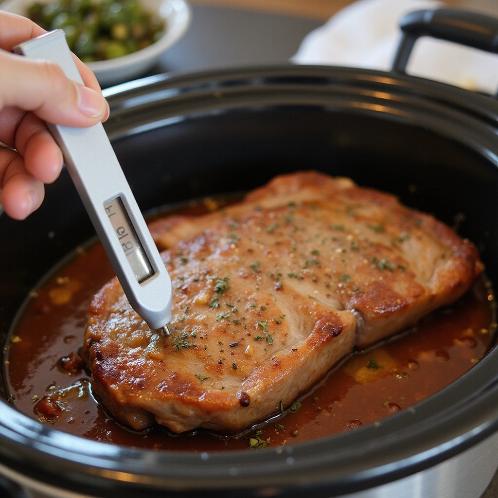 Dairy Free Pork Chop Recipes Crockpot Tender and Juicy Step 7 Check for Doneness