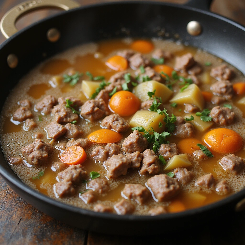 Gluten Free Dairy Free Ground Beef Recipes Easy Weeknight Meals Step 6 Incorporate Broth and Simmer