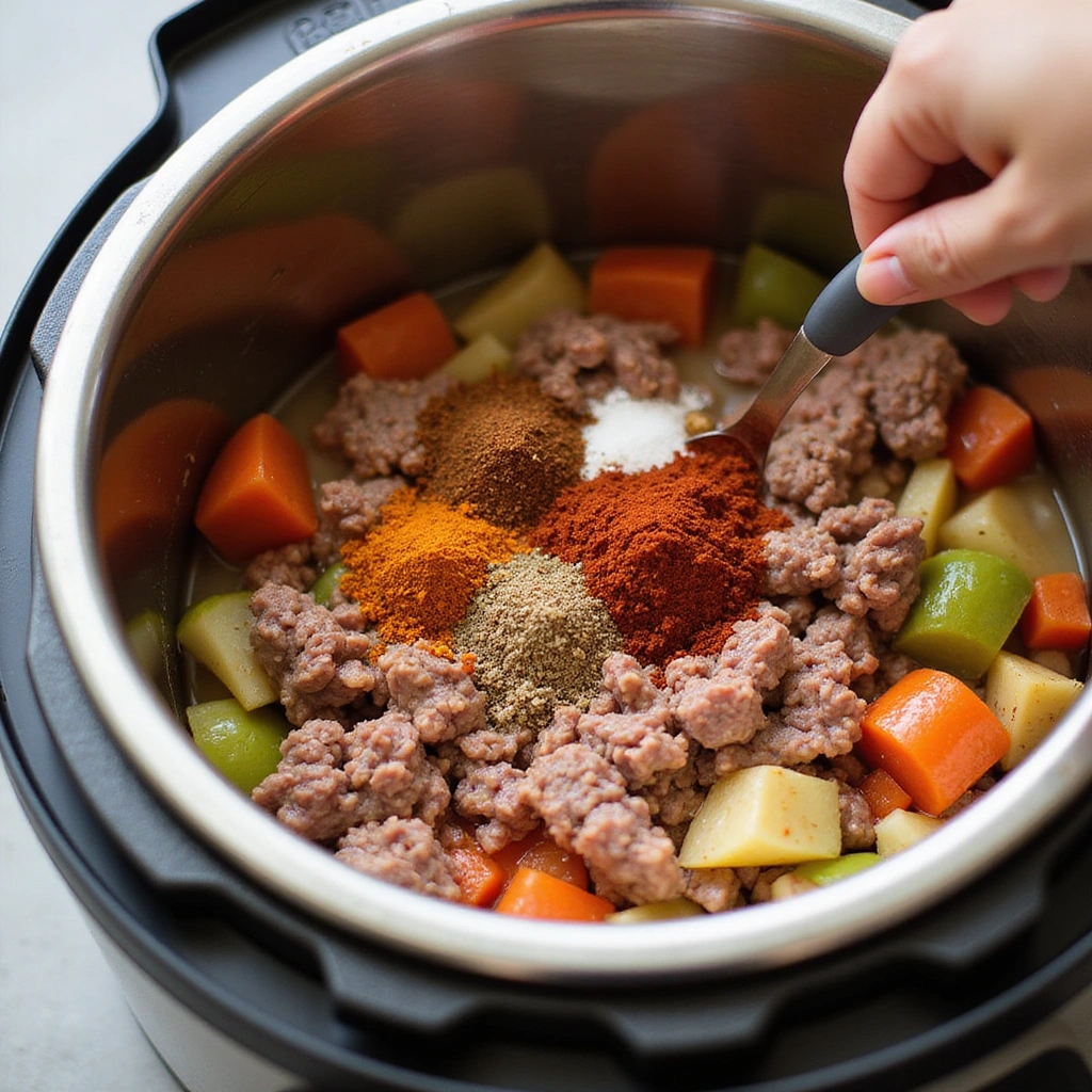 Ground Beef Instant Pot Recipes Dairy Free Quick and Tasty Step 4 Add Spices
