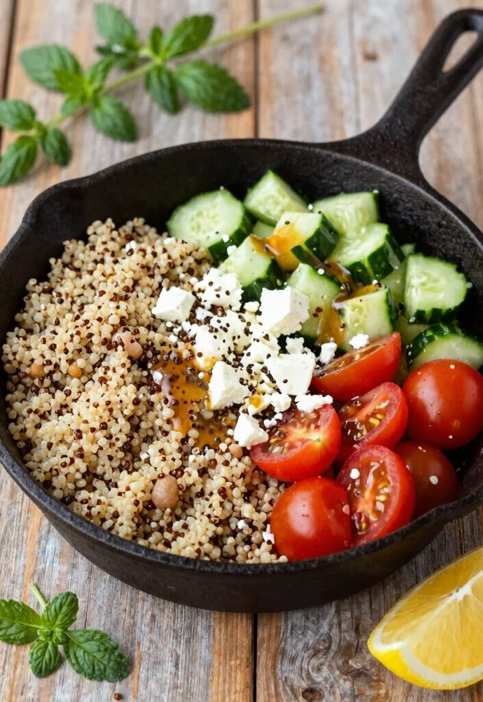 12 Cast Iron Skillet Dinner Recipes for One Pan Cooking 10. Mediterranean Quinoa Bowl 0