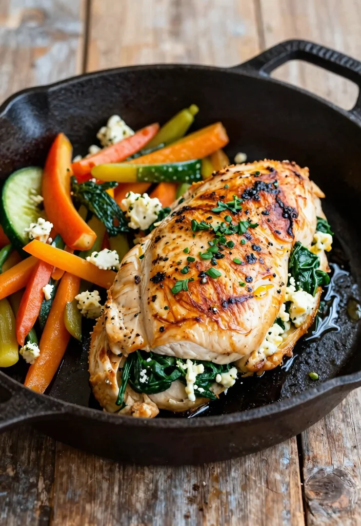 12 Cast Iron Skillet Dinner Recipes for One Pan Cooking 12. Spinach and Feta Stuffed Chicken 0