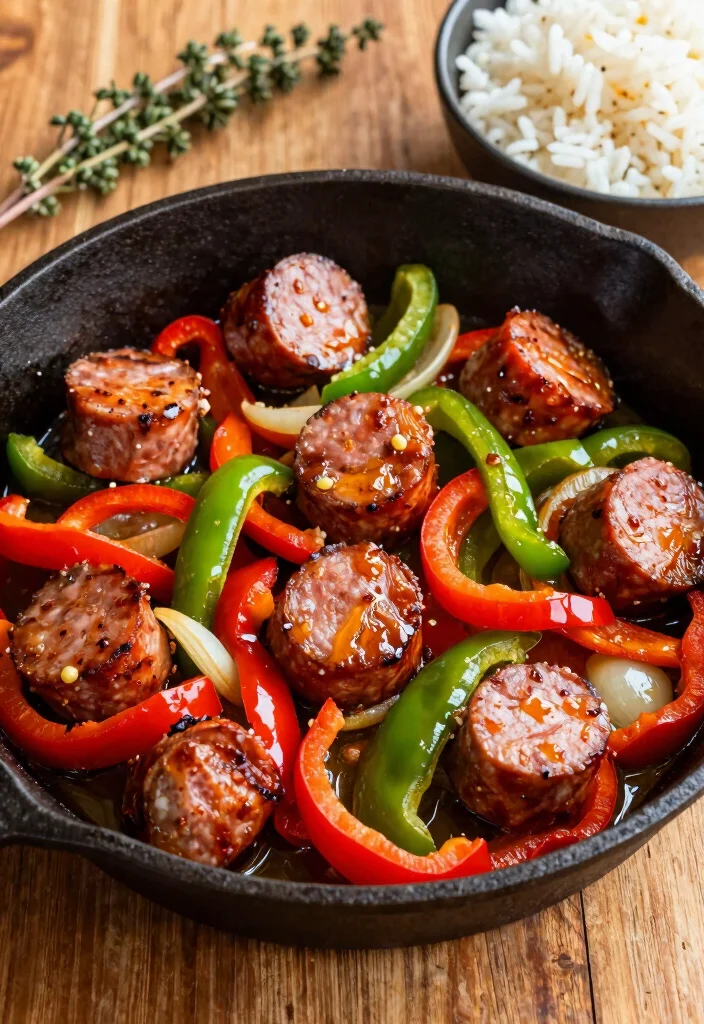 12 Cast Iron Skillet Dinner Recipes for One Pan Cooking 3. Spicy Sausage and Peppers 0