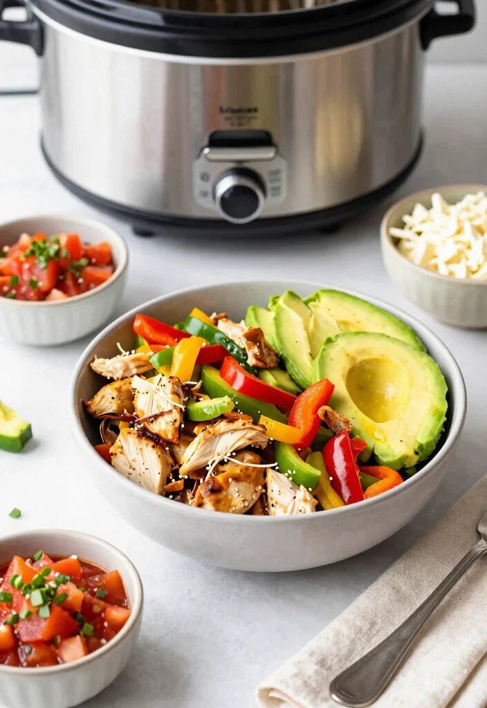12 Easy Healthy Slow Cooker Recipes for Busy Days 100 12 Easy Healthy Slow Cooker Recipes for Busy Days 10. Chicken Fajita Bowl 0