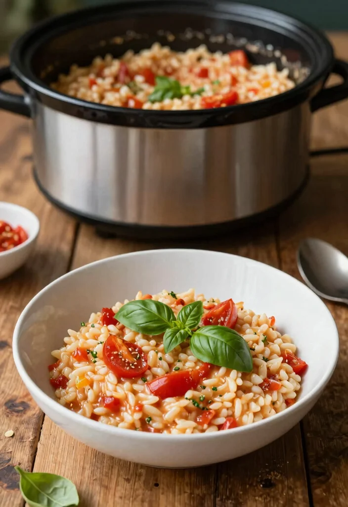 12 Easy Healthy Slow Cooker Recipes for Busy Days 34 12 Easy Healthy Slow Cooker Recipes for Busy Days 4. Creamy Tomato Basil Risotto 0