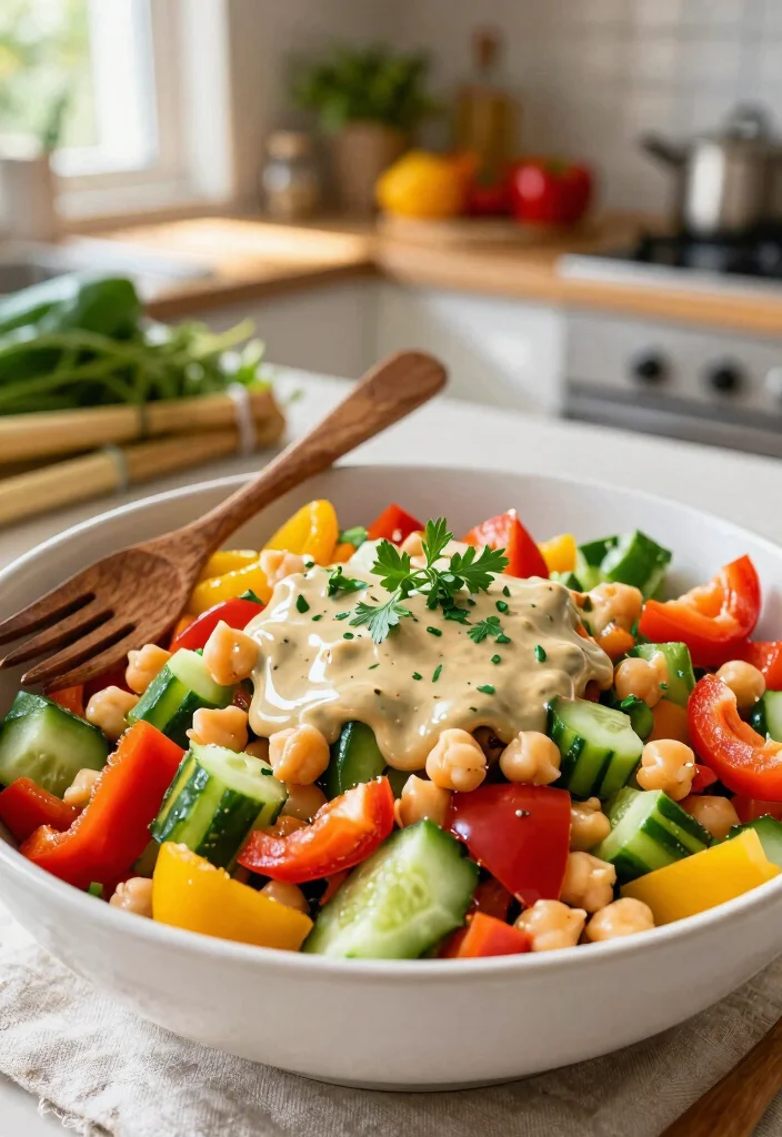 12 Healthy Bell Pepper Recipes for Fresh Colorful Dishes 3. Bell Pepper Salad with Chickpeas and Tahini Dressing 0