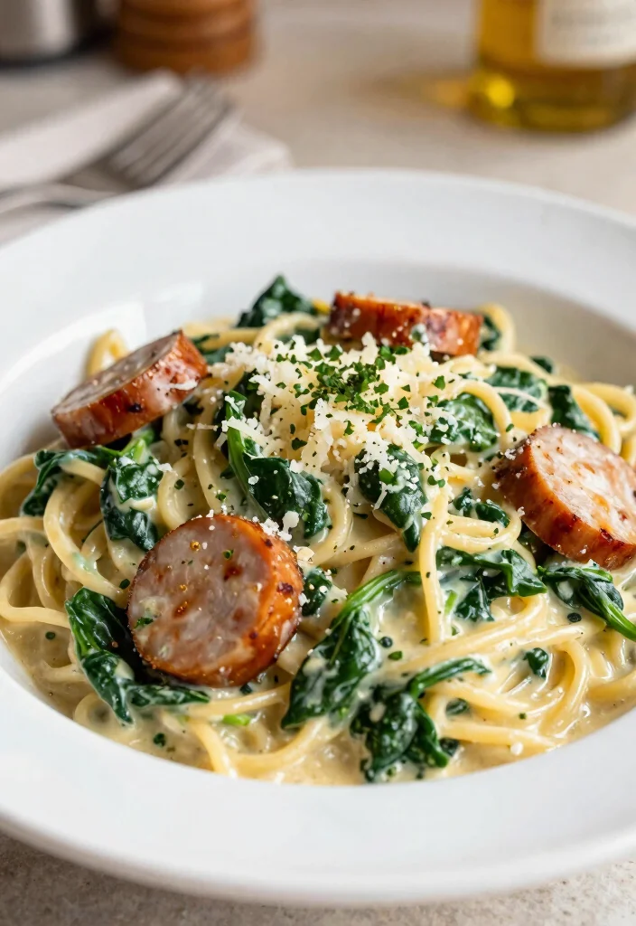 12 Healthy Kielbasa Recipes for Lean Savory Meals 5. Creamy Kielbasa and Spinach Pasta 0