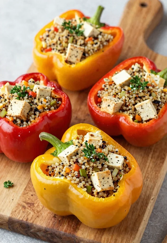 12 Healthy Tofu Recipes for Simple Plant Based Meals 10. Tofu and Quinoa Stuffed Peppers 0