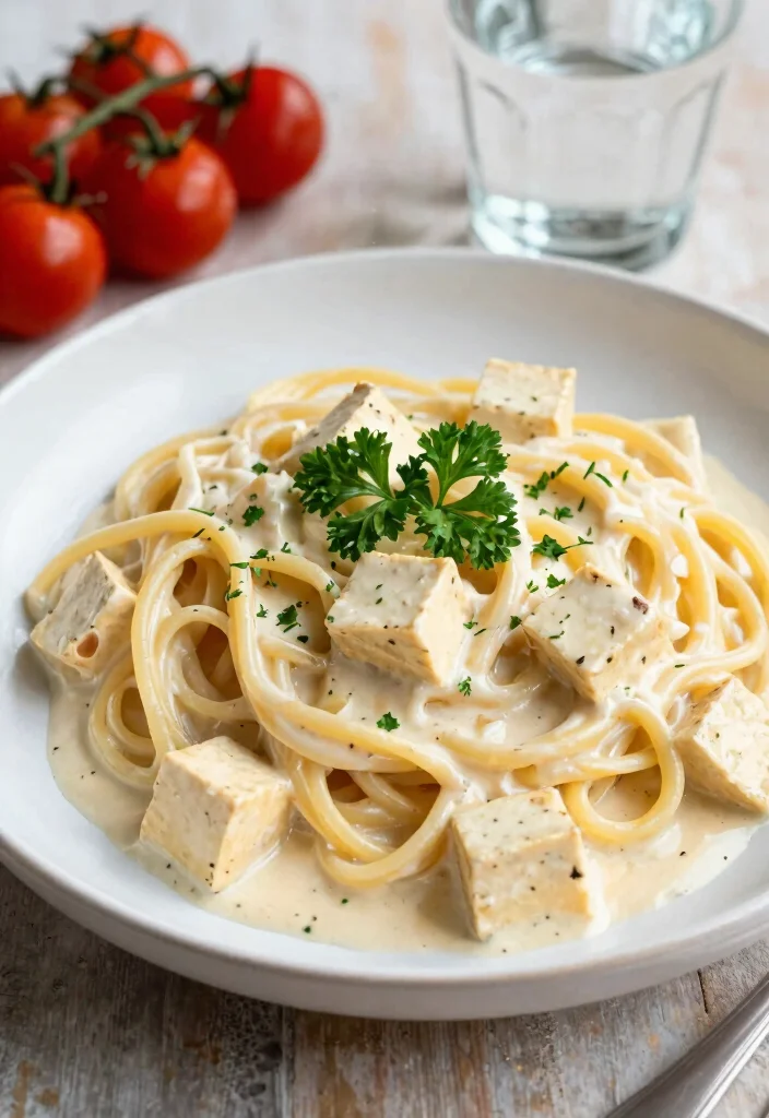 12 Healthy Tofu Recipes for Simple Plant Based Meals 3. Creamy Tofu Alfredo Pasta 0