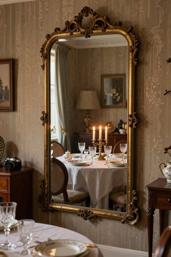 7 Mirror Ideas to Transform Your Dining Room 5 antique mirror warm ambience
