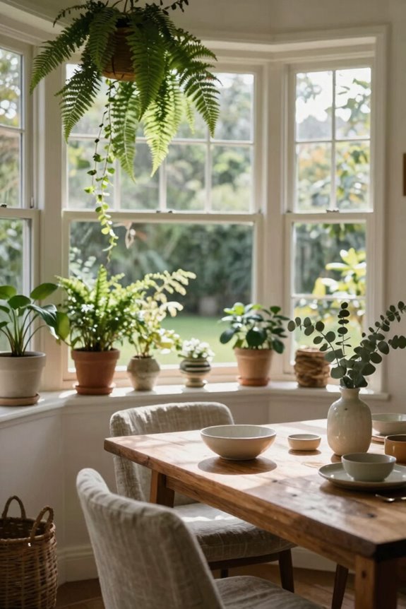 bay window plant filled dining oasis
