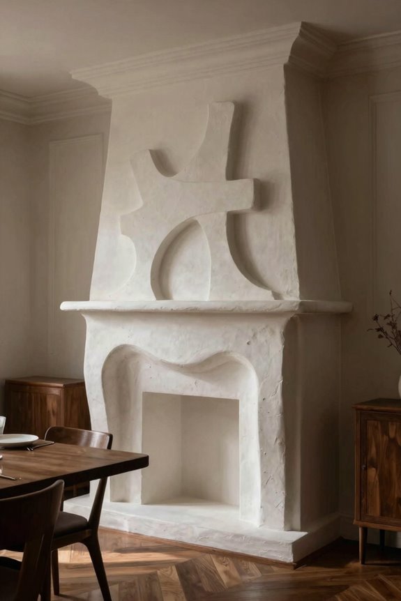 bold sculptural plaster fireplaces