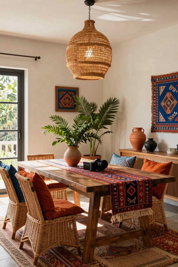 bold textiles on neutral walls create boho balance