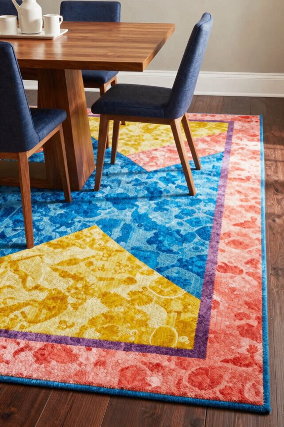 bright colored dining rug energizes space