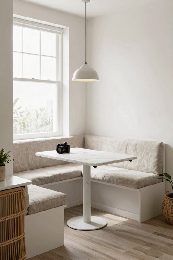 built in banquettes with under bench storage