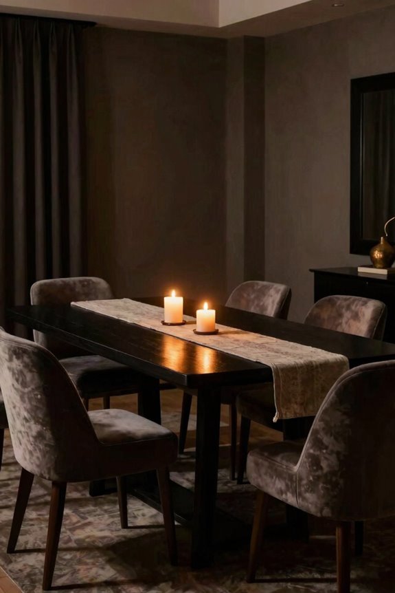 candlelit textured black table