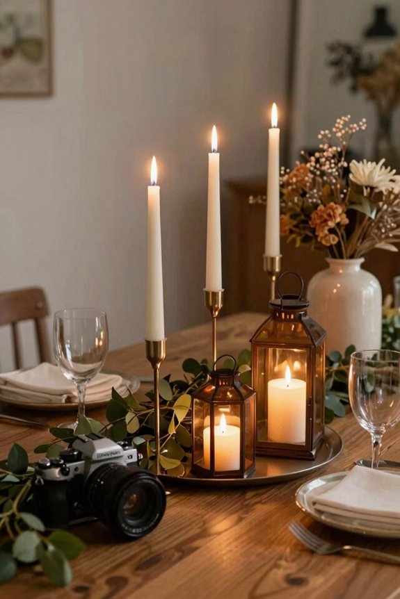 candlesticks lanterns warm layered glow