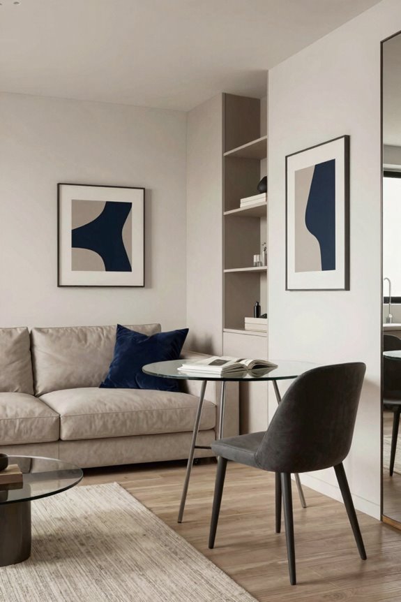 Smart Layout Ideas for Small Living and Dining Room Combos 5 choose 2 3 colors repeat throughout