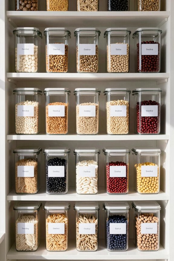 clear containers labeled visible pantry