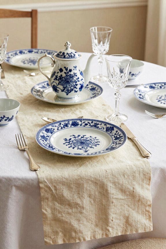 cream lenox blue willow crystal elegance