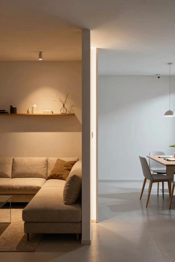 Smart Layout Ideas for Small Living and Dining Room Combos 4 differentiated lighting defines zones eoj54