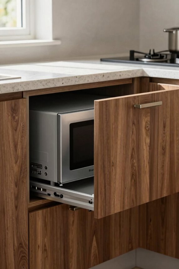 10 Best Microwave Location Ideas for Small Kitchens 10 drawer style microwave in cabinetry
