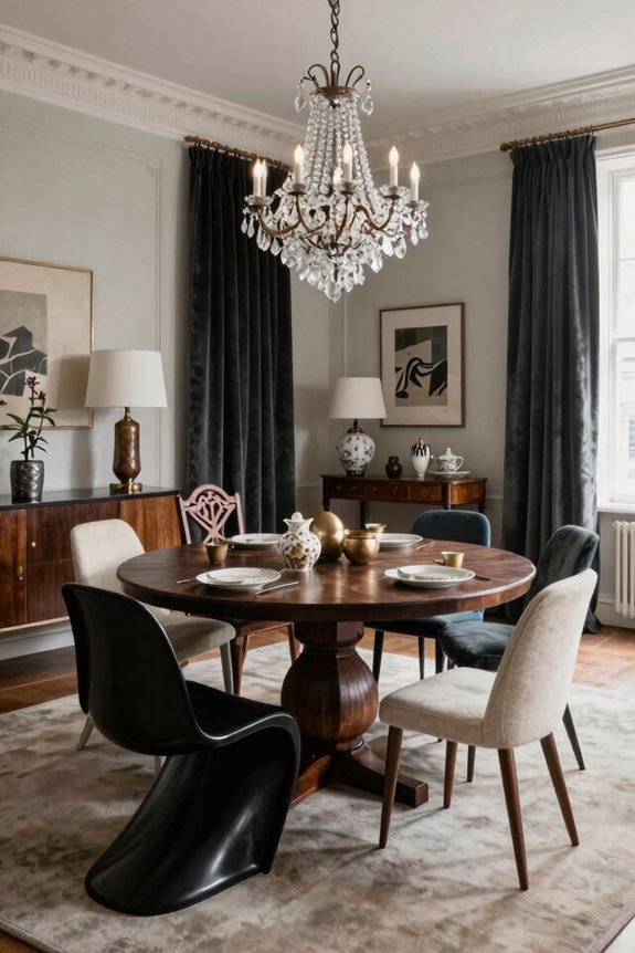 eclectic dining chairs unified palette