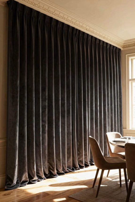 7 Curtain Ideas to Transform Your Dining Room 4 elevated rod floor length curtains
