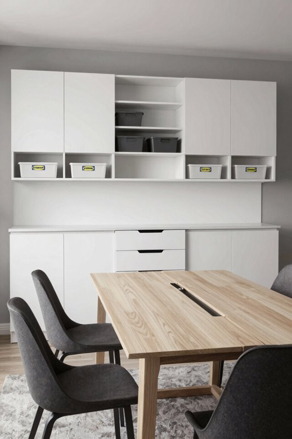 extendable tables with wall storage