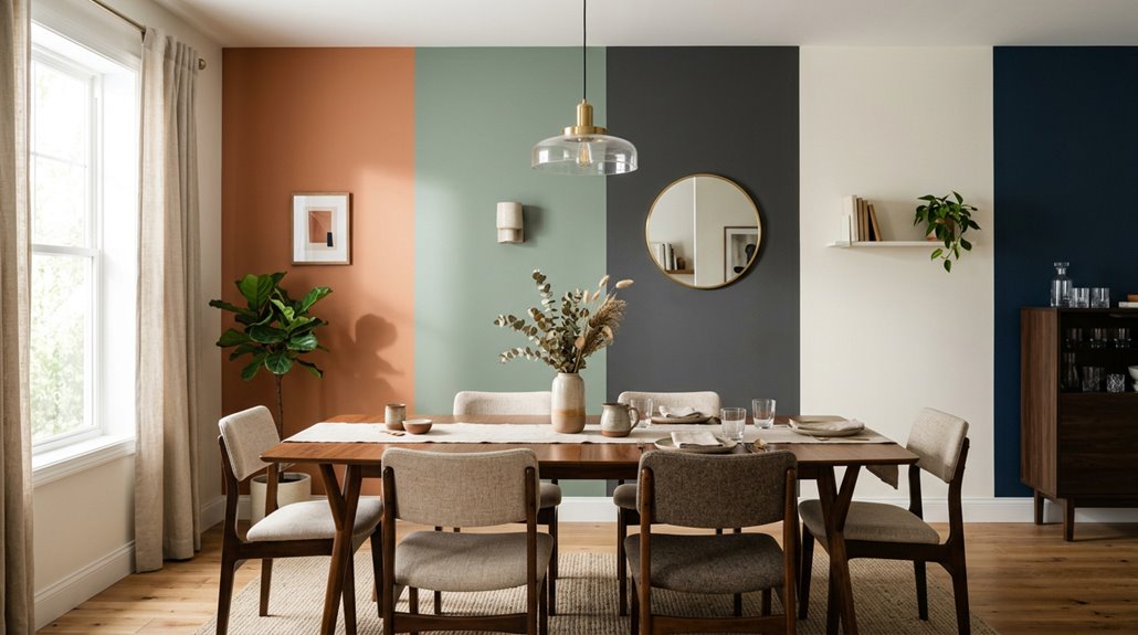 five paint colors transforming dining room