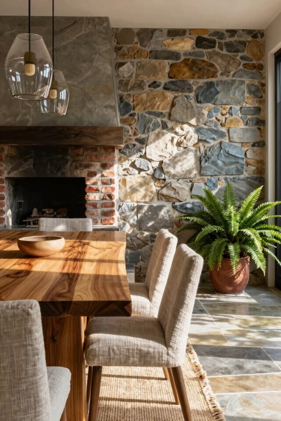 gray stone grounds wood focused sunroom