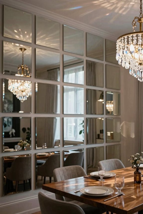 7 Mirror Ideas to Transform Your Dining Room 4 grouped mirrors create dramatic dining room cohesion