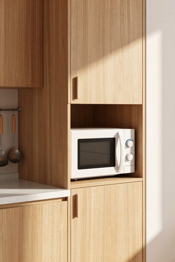10 Best Microwave Location Ideas for Small Kitchens 9 hidden microwave in cabinet run down