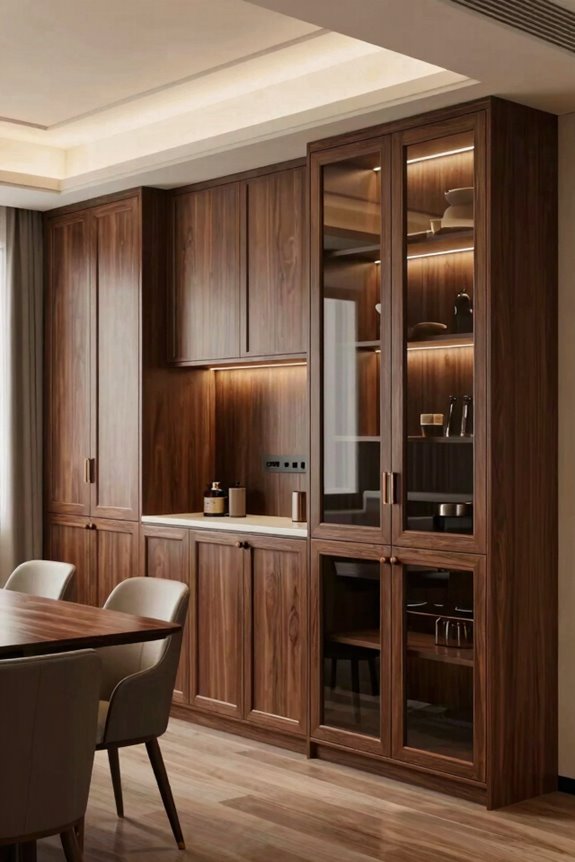 hidden prep area behind cabinetry
