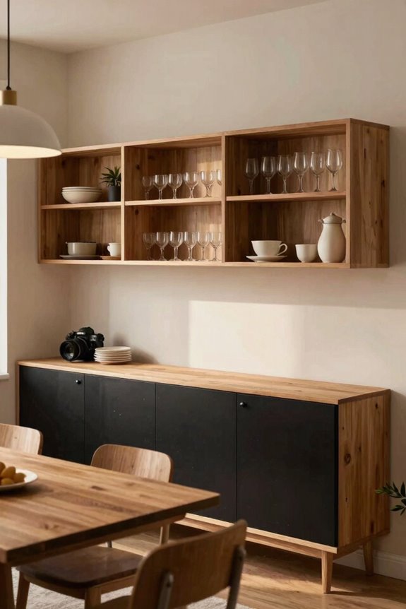 10 Dining Room Storage Ideas to Maximize Your Space 7 hybrid open shelves with concealed cabinets