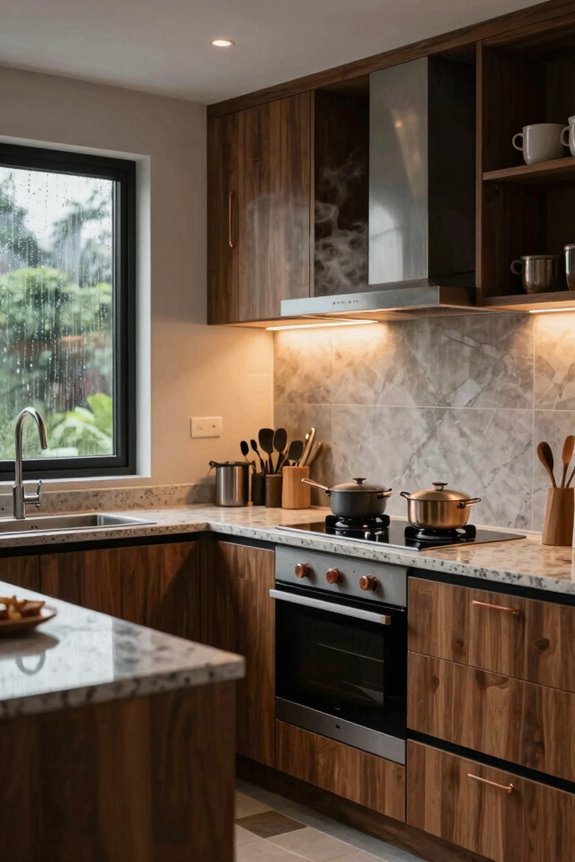 layered kitchen lighting for monsoon usability