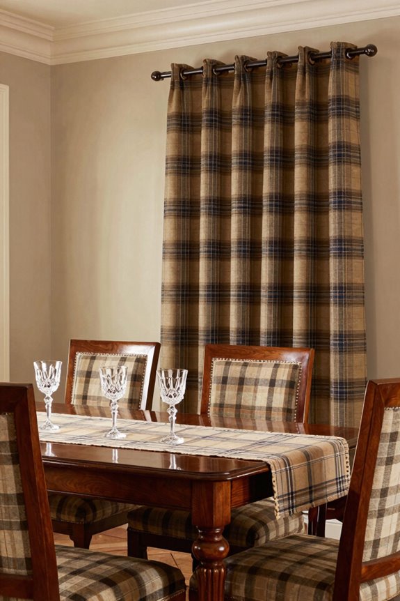 layered plaid accents unify room