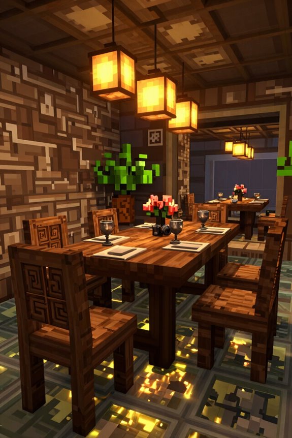 10 Minecraft Dining Room Ideas to Elevate Your Base 7 layered warm dining room lighting