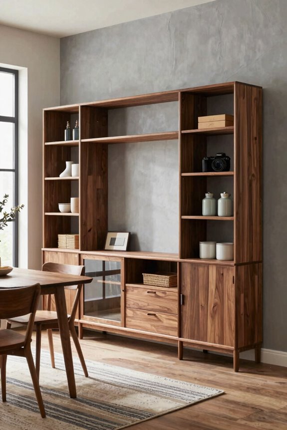 10 Dining Room Storage Ideas to Maximize Your Space 4 low level shelves define space