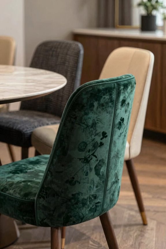 Dining Room Chair Upholstery Ideas to Transform Your Space 1 luxurious velvet with mixed textiles