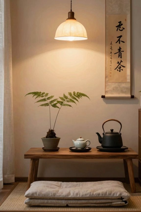 minimalist calm tea corner setup