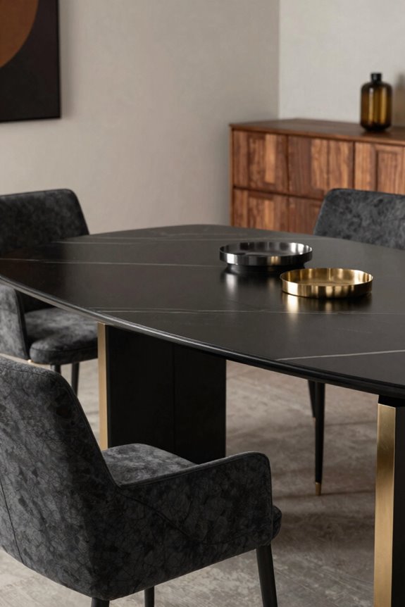 modern luxury black dining tables with marble tops