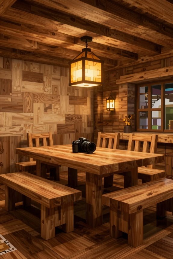 10 Minecraft Dining Room Ideas to Elevate Your Base 1 oak and spruce rustic dining harmony