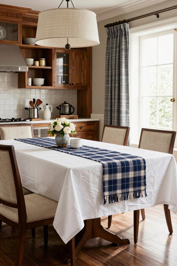 plaids unify dining room essentials