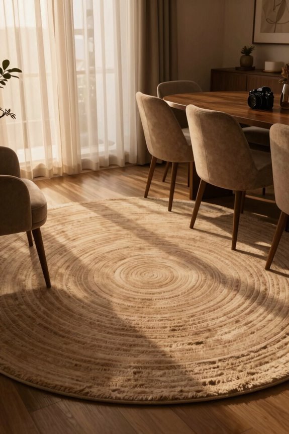 round rugs enhance intimacy and space