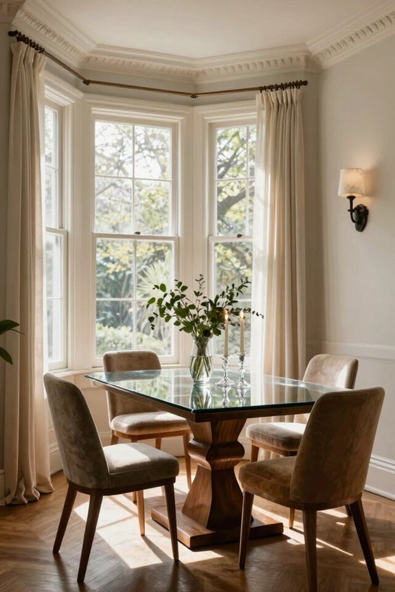 round vs rectangular bay window dining choice