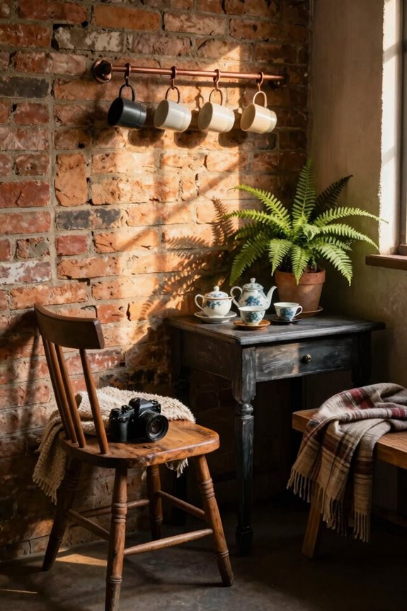 rustic tea nook with wood