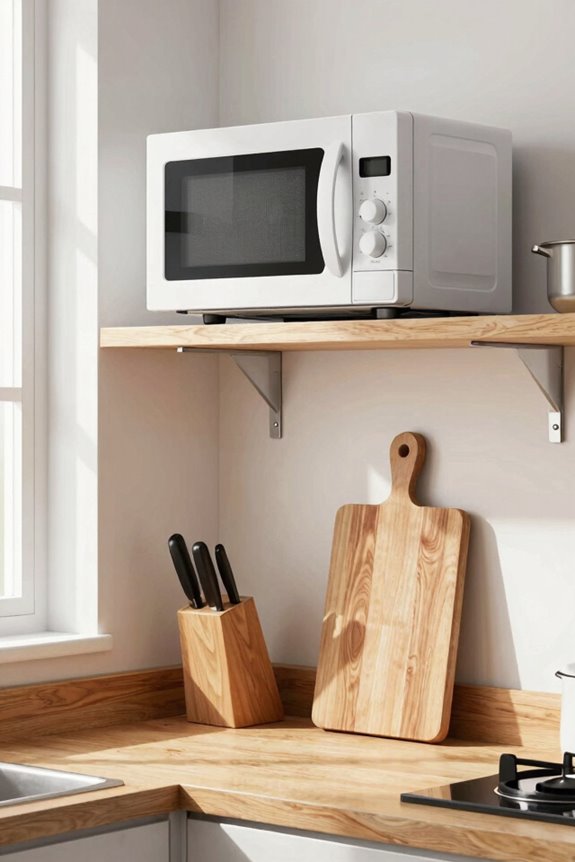 10 Best Microwave Location Ideas for Small Kitchens 8 secure microwave shelf to wall stud