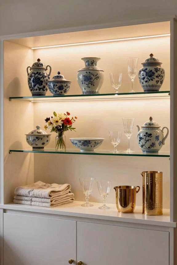 strategic lighting enhances cabinet displays
